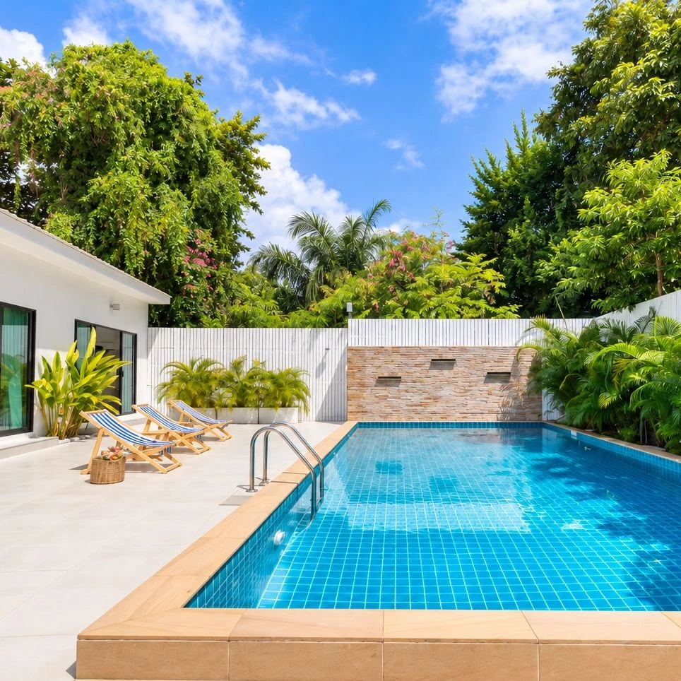 Private swimming pool and tropical garden at Chaweng Boutique Private Pool Villa
